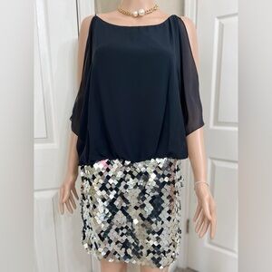 Chic Black and Silver Sequin Dress